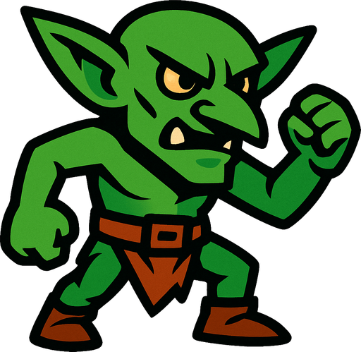 goblin.
In-Game asset.  2d.  High contrast.  No shadows