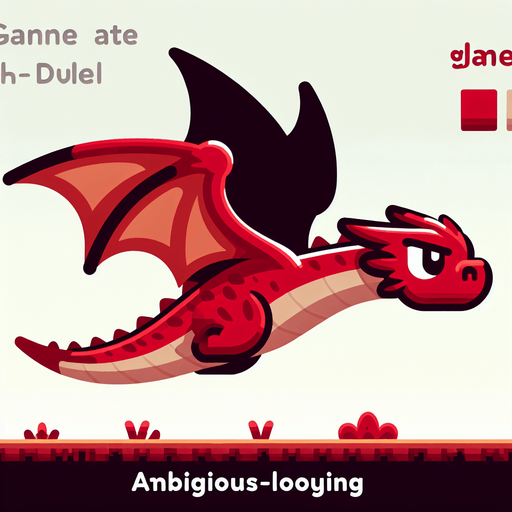 a red dragon looking ambitious and has a young age.
Single Game Texture.  In-Game asset.  2d.  Blank background.  High contrast.  No shadows. flappy bird like dragon low detail,flying on blank background has a straight tail and detailles