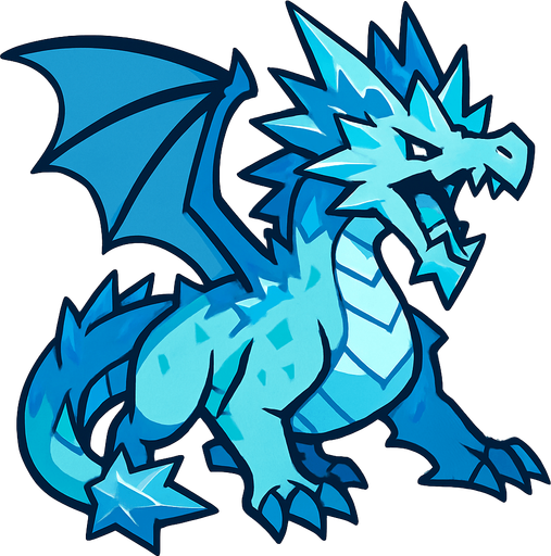 Dragon des glaces.
In-Game asset.  2d.  High contrast.  No shadows