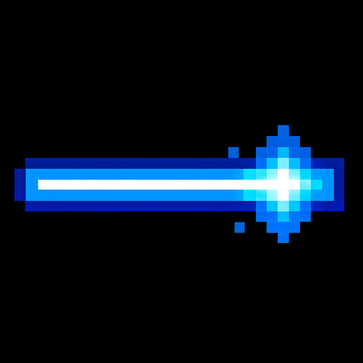 kalın piksel mavi lazer.
In-Game asset.  2d.  High contrast.  No shadows