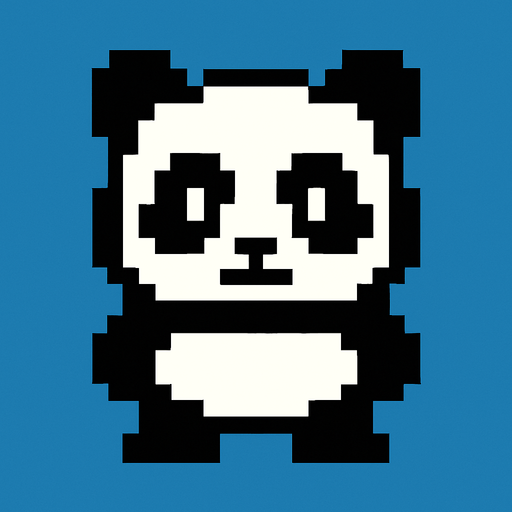 Panda 8bit.
In-Game asset.  2d.  High contrast.  No shadows