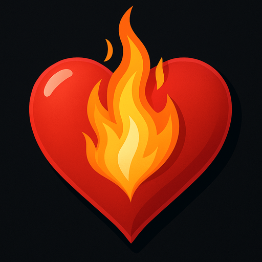 Just the heart from this picture with a flame in the cent t of it.