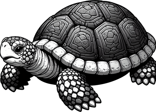 Turtle.
Single Game Texture.  In-Game asset.  2d.  Blank background.  High contrast.  No shadows