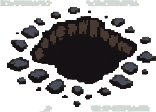 agujero de la calle hecho con pixeles.
In-Game asset.  2d.  High contrast.  No shadows