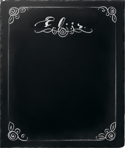 Title "ELIXIR" handwritten  using chalk
