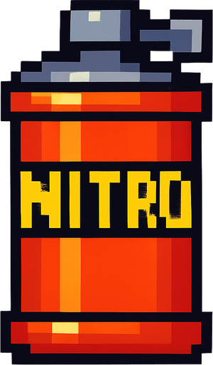 pixel art nitro.
In-Game asset.  2d.  High contrast.  No shadows