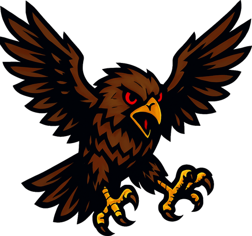 A FIERCE HAWK WITH RED EYES, SPREAD WINGS AND A THIRST FOR BLOOD!.
In-Game asset.  2d.  High contrast.  No shadows