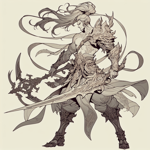 Great warrior.
Single Game Texture. In-Game asset. 2d. Blank background. High contrast. No shadows.