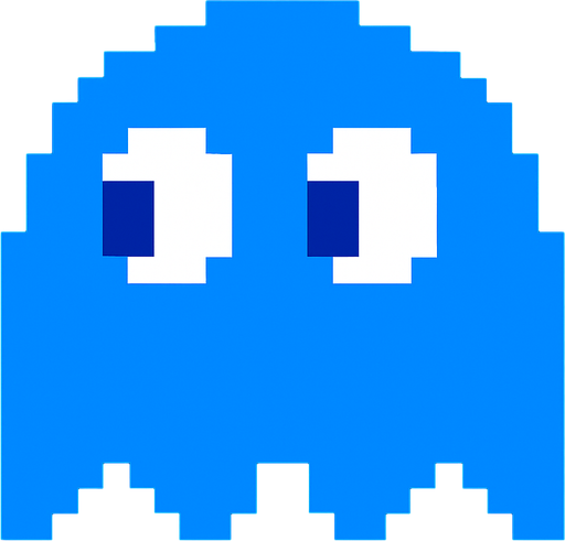 Pacman blue ghost.
In-Game asset.  2d.  High contrast.  No shadows