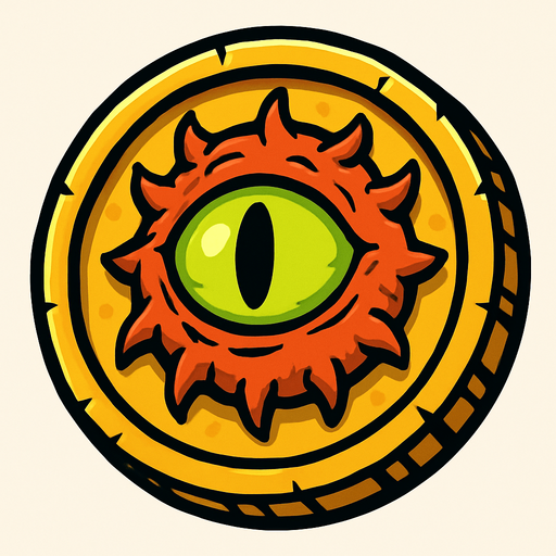 Moneda ojo monstruo.
In-Game asset.  2d.  High contrast.  No shadows