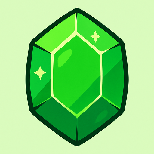 Gema verde.
In-Game asset.  2d.  High contrast.  No shadows