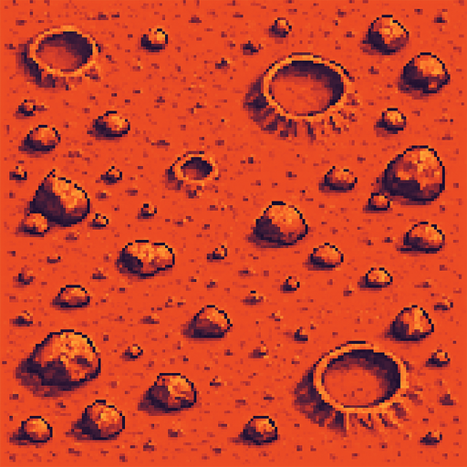 Pixel Mars zemini olsun. Top down olsun.
In-Game asset.  2d.  High contrast.  No shadows