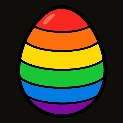 un huevo de colores.
In-Game asset.  2d.  High contrast.  No shadows. un huevo de colores