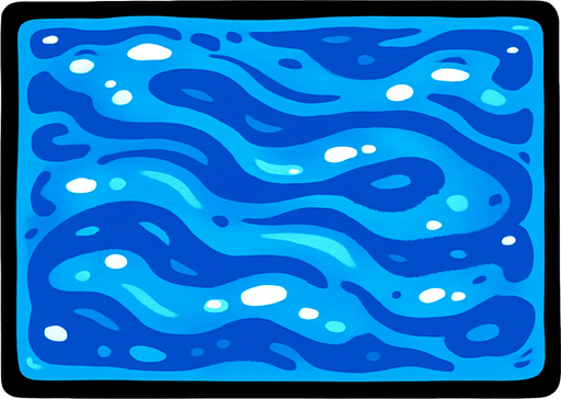 Agua en forma de rectángulo.
In-Game asset.  2d.  High contrast.  No shadows