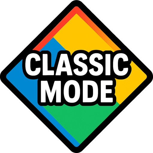 Diamond shaped colourful classic mode button.
In-Game asset.  2d.  High contrast.  No shadows
