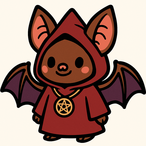 cute nice bat cultist.
In-Game asset.  2d.  High contrast.  No shadows