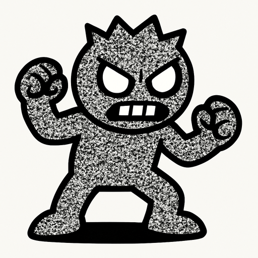Ruido blanco personificado como un enemigo.
In-Game asset.  2d.  High contrast.  No shadows