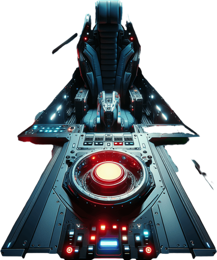 a futuristic space fighter cockpit with lazer fire button.