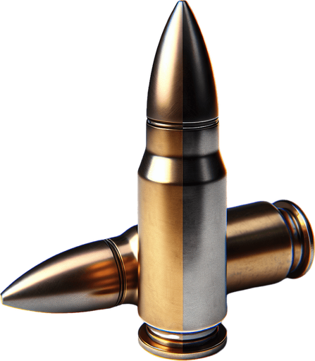 Bullet.
Single Game Texture.  In-Game asset.  2d.  Blank background.  High contrast.  No shadows. 3d