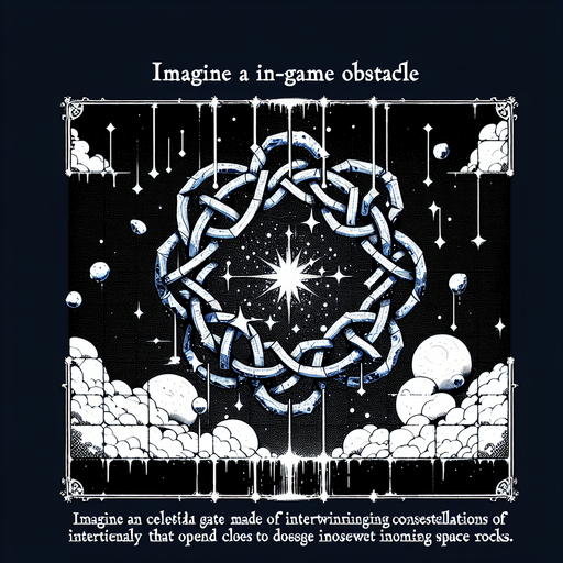 придумай необычное препятсвие для игры, с небесной тематикой.
Single Game Texture. In-Game asset. 2d. Blank background. High contrast. No shadows.