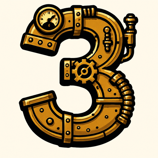 numero 3 en estilo steampunk.
In-Game asset.  2d.  High contrast.  No shadows