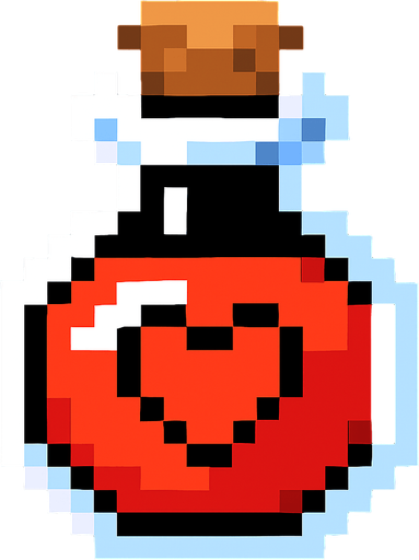 life potion.
In-Game asset.  2d.  High contrast.  No shadows. pixel