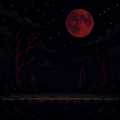 dark themed horror pixelated fight game style background scene. In-game asset. space.
