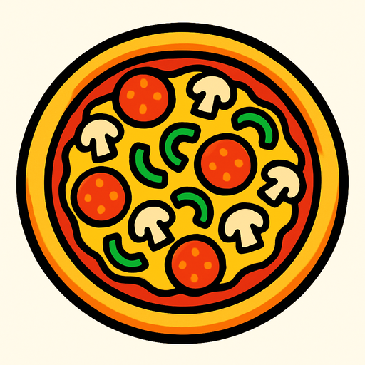 pizza.
In-Game asset.  2d.  High contrast.  No shadows