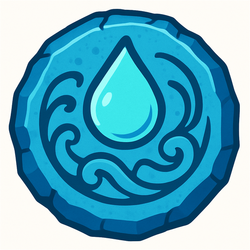 Pierre élément eau.
In-Game asset.  2d.  High contrast.  No shadows