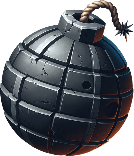 2d bomb photo realistic.
Single Game Texture. In-Game asset. 2d. Blank background. High contrast. No shadows.