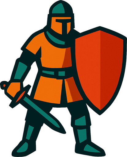 solider with shield in hand.
In-Game asset.  2d.  High contrast.  No shadows