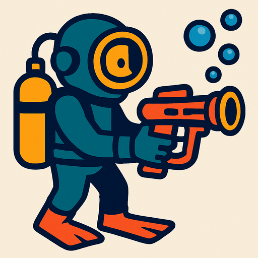 diver man bubble gun.
In-Game asset.  2d.  High contrast.  No shadows