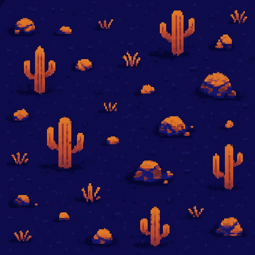 a background top down game pixel art desert. night
In-Game asset.  2d.  High contrast.  No shadows