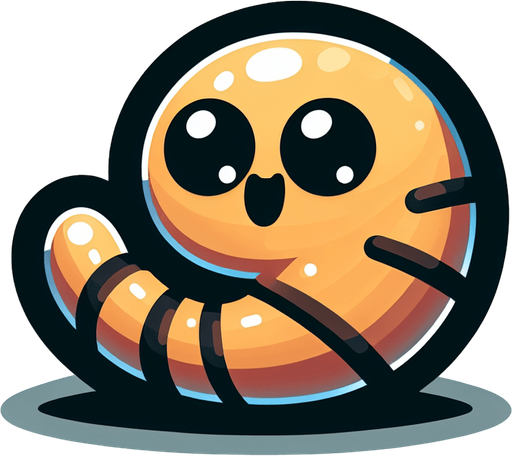 sevimli solucan.
Single Game Texture.  In-Game asset.  2d.  Blank background.  High contrast.  No shadows