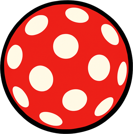 Red boll with dots.
In-Game asset.  2d.  High contrast.  No shadows