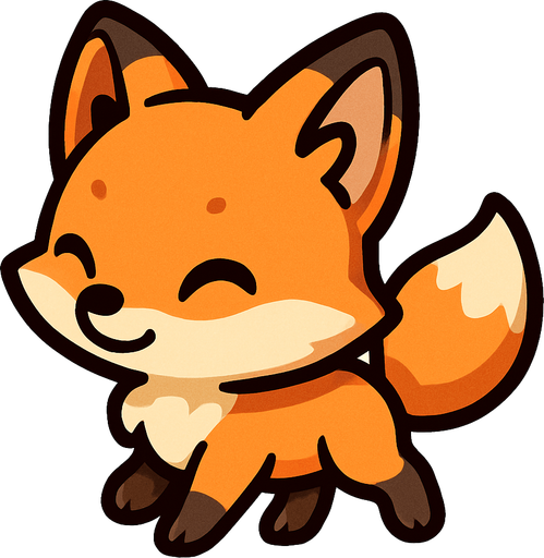 Cute, tiny, sweet, fox, walking.
In-Game asset.  2d.  High contrast.  No shadows