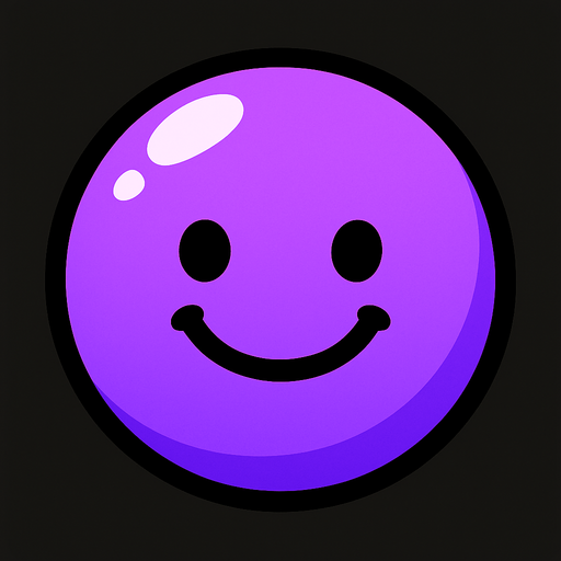 Purple bubble with smiley face.
In-Game asset.  2d.  High contrast.  No shadows
