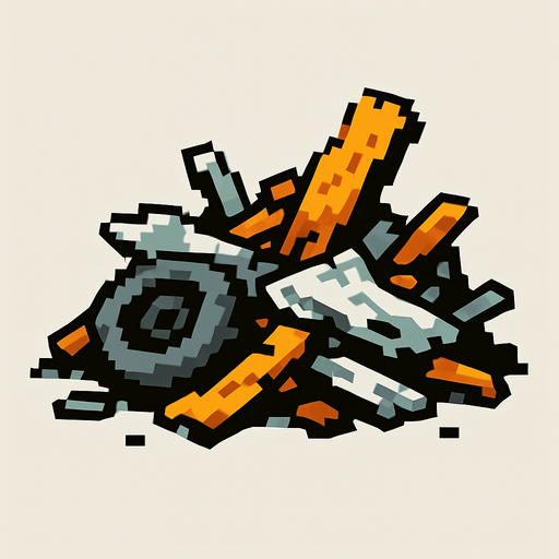 Pixel scrap.
In-Game asset.  2d.  High contrast.  No shadows. Pixel