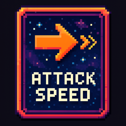 Карточка с изоброжение скорости атака пиксельная карточка улучшения пиксельная космическая.
In-Game asset.  2d.  High contrast.  No shadows