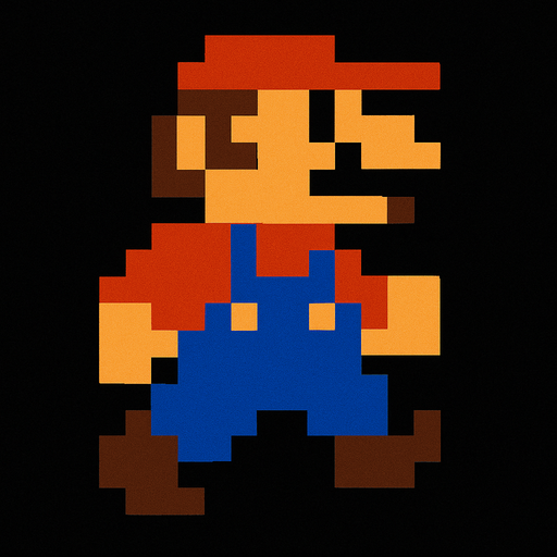 Mario 8-bit Pixley game style NES..
High contrast