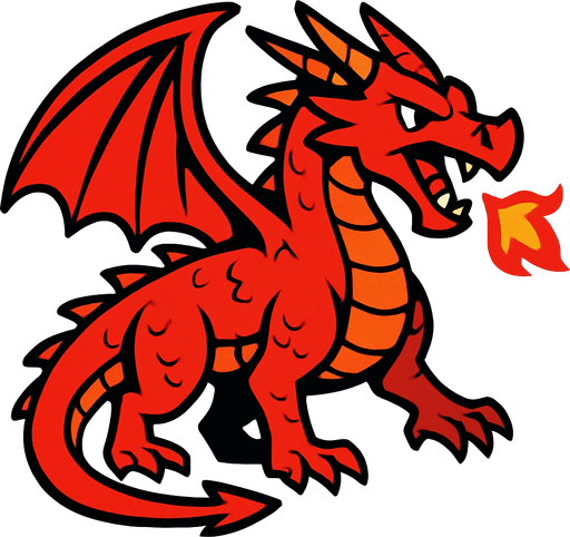 basic red fire dragon. 3d.
In-Game asset.  2d.  High contrast.  No shadows