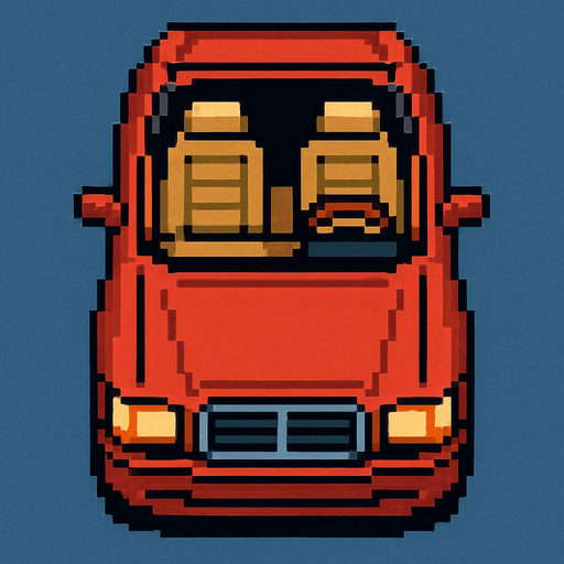 bird's eye view luxury convertible car.
In-Game asset.  2d.  High contrast.  No shadows. pixel art