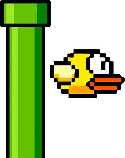 single pole flappy bird.
In-Game asset.  2d.  High contrast.  No shadows
