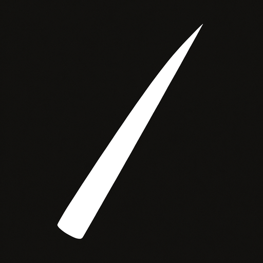 straight and white slash thin at the tip and thick in the middle.
In-Game asset.  2d.  High contrast.  No shadows