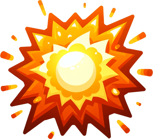 Side view bullet blast, fireball, game asset
Single Game Texture. In-Game asset. 2d. Blank background. High contrast. No shadows.