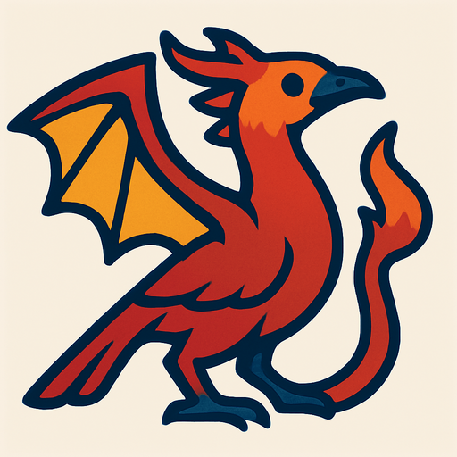 2d bird dragon.
In-Game asset.  2d.  High contrast.  No shadows
