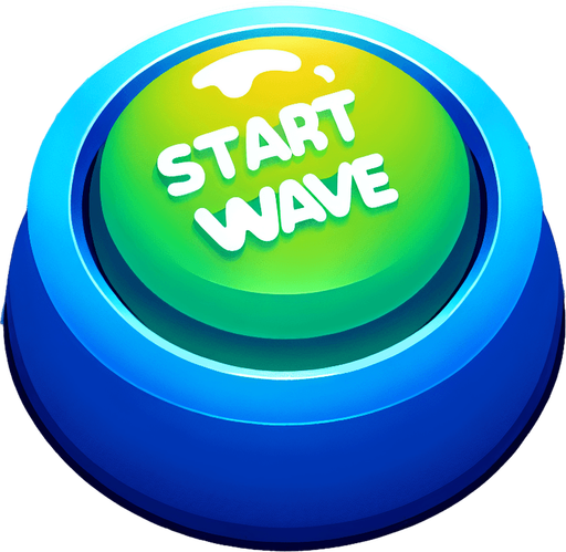 A button that says Start Wave.
Single Game Texture.  In-Game asset.  2d.  Blank background.  High contrast.  No shadows
