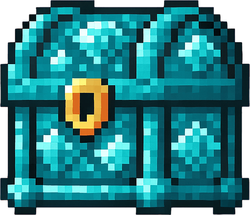 2d pixel bir elmasdan hazine sandığı.
In-Game asset.  2d.  High contrast.  No shadows