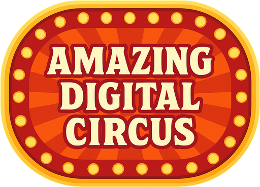 Amazing digital circus button.
In-Game asset.  2d.  High contrast.  No shadows