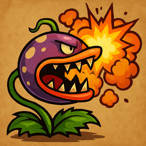 Piraña explosiva del plantas vs zombies.
In-Game asset.  2d.  High contrast